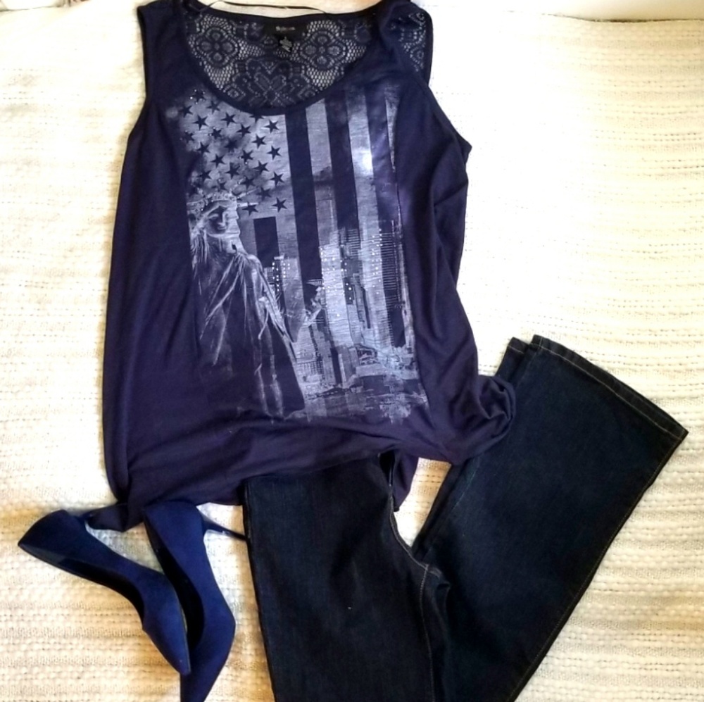 Style and Co Liberty Blues Graphic Tank